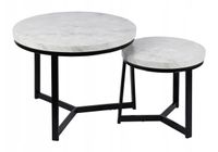 Stoliki kawowe okrągłe Zestaw stolików loft fi 60x47 fi 40x39 szary marmur