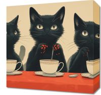 Obraz 40x40cm Czarna Kocia Kawiarenka