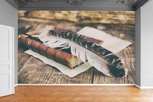Fototapeta VINTAGE DESKI PIÓRO KSIĄŻKA 300x210 na Arena.pl