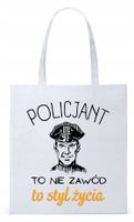 Dla Policjanta Policjantki Torba Eco Biała Shopper Z Nadrukiem Ze Zdjęciem