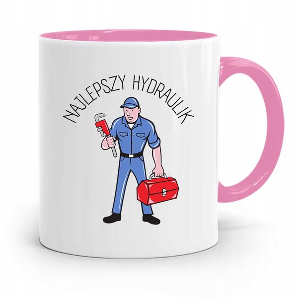 Kubek Różowy Prezent Dla Najlepszego Hydraulika Z Nadrukiem Ze Zdjęciem zdjęcie 1