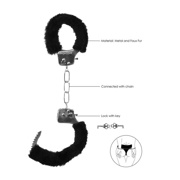 Pleasure Handcuffs Furry Black zdjęcie 5