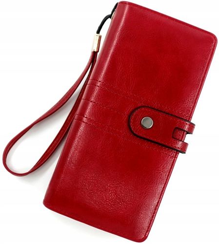 Portfel duży pojemny skórzany elegancki pasek boho  C1_A_Czerwony na Arena.pl