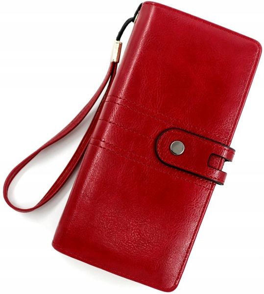Portfel duży pojemny skórzany elegancki pasek boho C1_A_Czerwony zdjęcie 6