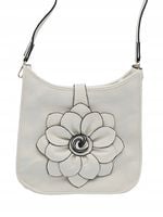 Maxfly - torebka listonoszka skóra ekologiczna kwiat 3D kremowy H503