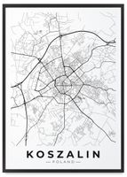 Plakat ramka mapa plan miasta Koszalin 40x50 cm w czarnej ramie