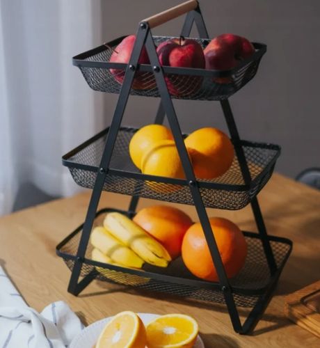 PATERA KOSZYK KOSZ TRZY POZIOMOWY NA OWOCE WARZYWA METALOWY CZARNY na Arena.pl