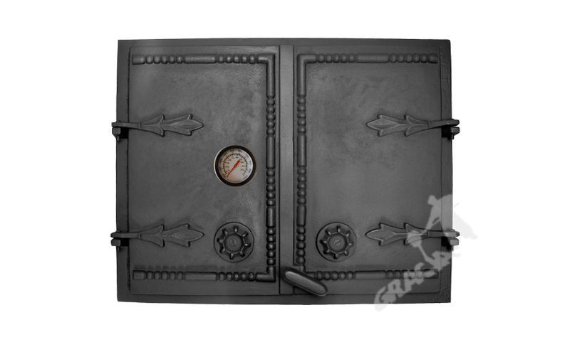 DRZWI B02 - 44X55 CM + TERMOMETR 0-500°C ŻELIWNE DO WĘDZARNI CHLEBOWE zdjęcie 1