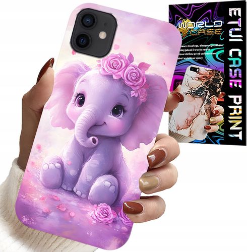 ETUI DO IPHONE 12 MINI - SŁODKI SŁONIK NA RÓŻOWYM TLE CASE +FOLIA na Arena.pl