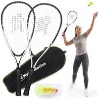 Zestaw do speed badmintona HyperMotion: 2 rakiety, 5 lotek i torba Oxford