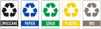 NAKLEJKI SEGREGACJA ŚMIECI 5 SZT NA ŚMIETNIK KOSZ WODOODPORNE 30x20 cm