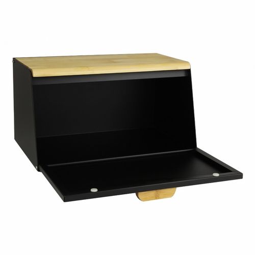 DUŻY CHLEBAK METALOWY Z DESKĄ POJEMNIK NA PIECZYWO CHLEB CZARNY BAMBUSOWY na Arena.pl