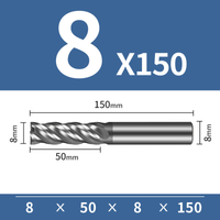Frez trzpieniowy 4-ostrzowy VHM HYPERCUT Rozmiar: Ø8x50x8Dx150L