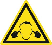 Znak Uwaga ! Hałas grawerowana 10x10 cm dużo wzorów