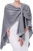 DiaryLook Ponczo Damskie Kaszmirowe Długie Poncho Szalik Eleganckie Szare