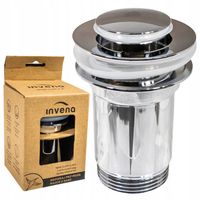 KOREK CLICK-CLACK MOSĘŻNY DO UMYWALKI Z PRZELEWEM MAŁY GRZYBEK CHROM INVENA