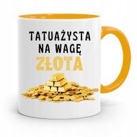 Dla Tatuażystki Tatuażysty Kubek Żółty Na Prezent Z Nadrukiem Ze Zdjęciem