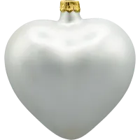 Bombka choinkowa szklana: Serce matowe: białe