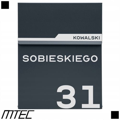 SKRZYNKA POCZTOWA NA LISTY POCZTĘ ANTRACYT + NAPIS ADRES ULICA NUMER na Arena.pl