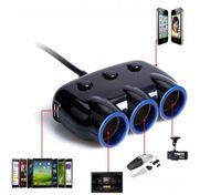Rozgałęziacz zapalniczki z włącznikami + 2 x USB