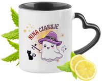 Kubek Czarny Z Uszkiem W Kształcie Serca Dla Niny Idealny Na Prezent