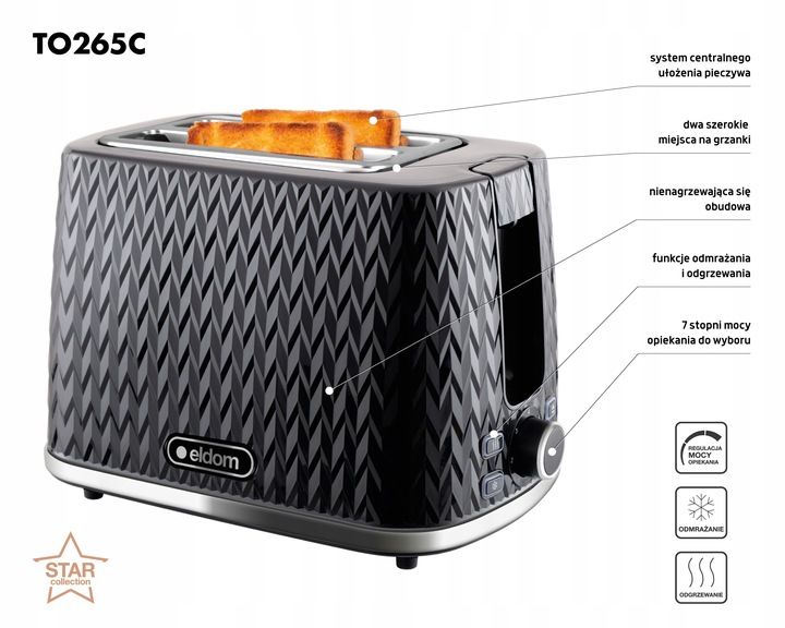 TOSTER TO265 CZARNY NELE ELDOM STAR COLLECTION zdjęcie 9