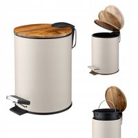 Kosz łazienkowy na śmieci AKAMO 3L akacja krem wolnoopadający