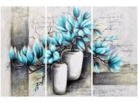 60 90CM OBRAZ 3 ELEM MAGNOLIE NIEBIESKICH KOLORACH DRUK PŁÓTNO RAMA