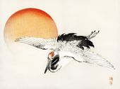 Plakat 100x75cm Flying Crane, Kōno Bairei Japoński Vintage do Salonu