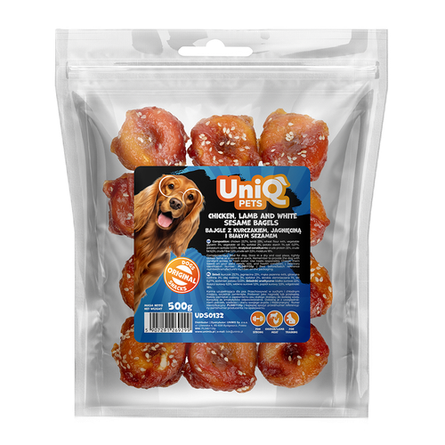 Przysmaki dla psa bajgle z kurczakiem, jagnięciną i białym sezamem 500g na Arena.pl