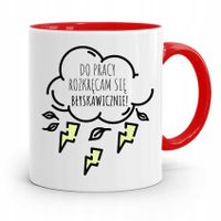 Dla Pracownika Kubek Czerwony Błyskawicznie Z Nadrukiem Ze Zdjęciem