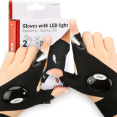 2x RĘKAWICZKI Z LATARKĄ LED WODOODPORNE WARSZTATOWE DLA MECHANIKA