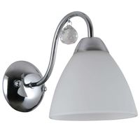 LAMPA ścienna LUGANO WL-5643-1 Italux szklana OPRAWA kinkiet na wysięgniku z kryształkiem chrom biały