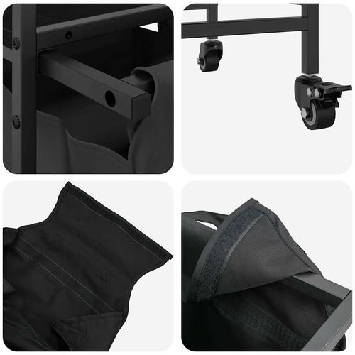 Kosz na pranie 2 przegrody z kółkami, czarny dąb na Arena.pl