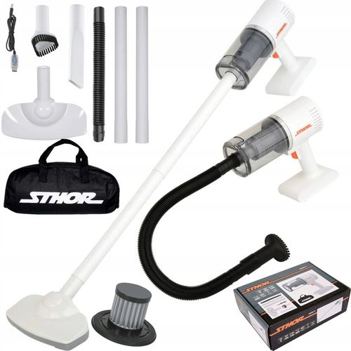 BEZPRZEWODOWY ODKURZACZ SAMOCHODOWY RĘCZNY 100W +NASADKI BEZWORKOWY STHOR na Arena.pl