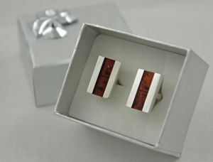 Srebrne spinki do mankietów z bursztynem zdjęcie 1