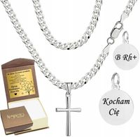 SREBRNY ŁAŃCUSZEK MĘSKI NA PREZENT PANCERKA SREBRO 925 Z KRZYŻYKIEM