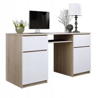 Biurko Zoe 135 cm Szuflady Drzwi Półki Do Biura Szkolne Sonoma Białe Mat