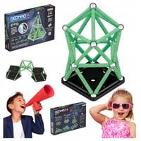 KLOCKI MAGNETYCZNE DLA DZIECI GEOMAG GLOW RECYCLED 60 ELEMENTÓW EDUKACYJNE