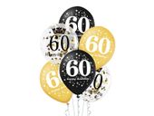 Zestaw balonów na urodziny z cyfrą "60", 12 cali, 6 szt. [balony na hel]