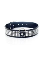 obroża z kryształkami fetish b series srebrna 3 cm
