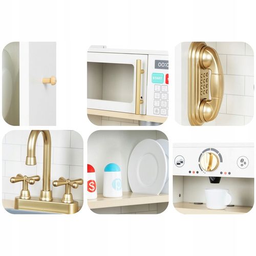 Duża Interaktywna Edukacyjna Drewniana Kuchnia z Oświetleniem LED 2 Poziomy na Arena.pl