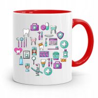 Kubek Czerwony Prezent Dentysty Stomatologa Z Nadrukiem Ze Zdjęciem