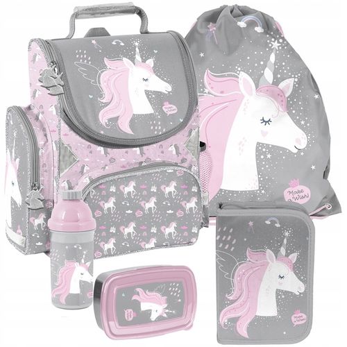 TORNISTER szkolny PASO JEDNOROŻEC PLECAK - klasa 1-3 -ZESTAW 5 el. na Arena.pl