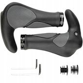 CHWYTY ROWEROWE ERGONOMICZNE GRIPY ROGI CZARNE ANTYPOŚLIZGOWE RĄCZKI