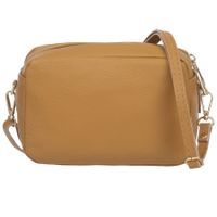 VERA PELLE torebka damska skórzana listonoszka z paskiem V486 j.camel