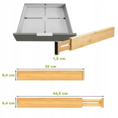 ZESTAW 4 BAMBUSOWYCH PRZEGRÓD DO SZUFLADY Organizer Separator 32 - na Arena.pl