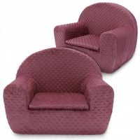 Fotel Dla Dziecka Fotelik Pluszowy Pufa Różowy W Kropki Tkanina Minky Bobas