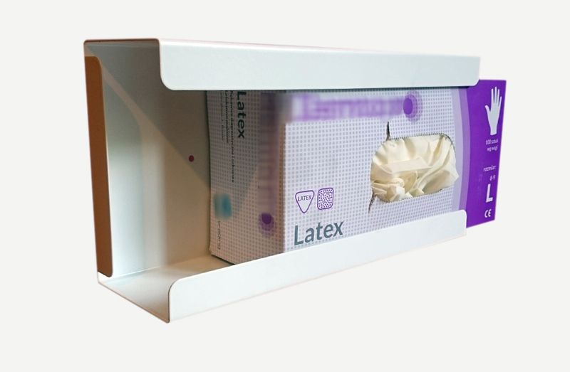 Podajnik (dozownik) na rękawice – pojedynczy BIAŁY, gł. 7,5 cm, zag. 2 zdjęcie 1