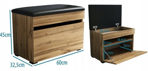 Szafka na buty 60 z siedziskiem 60cm dąb wotan 60cm na Arena.pl